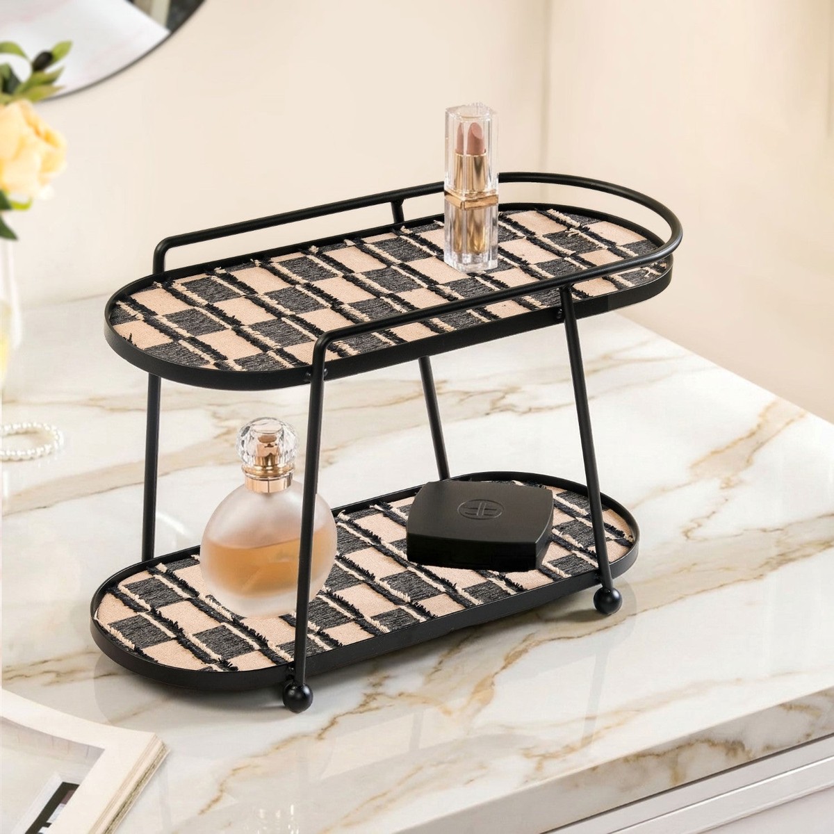 2 Tier Luxury Display Tray Black Brown