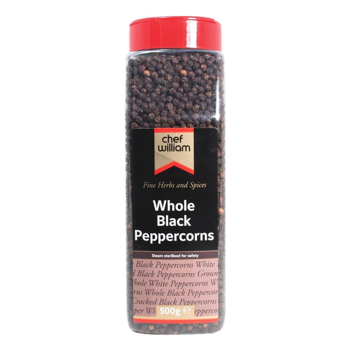 Chef William Whole Black Peppercorns 500g – KA001