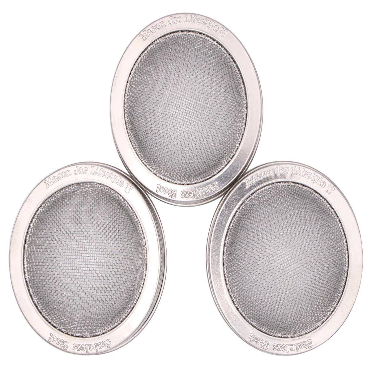 CURVED RUST PROOF SPROUTING LID AND BAND FOR MASON JARS: WIDE MOUTH 3PK