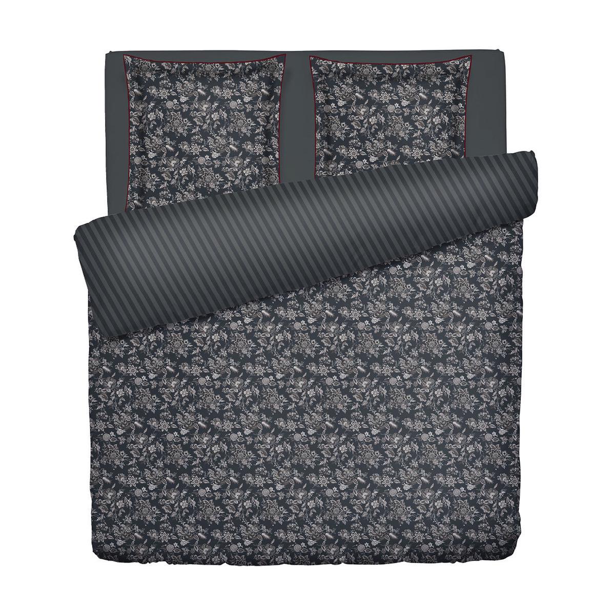 Duvet cover + pillowcase cotton satin – Toile damasse Black – 240 x 220 cm + 2 x (63 x 63 cm)