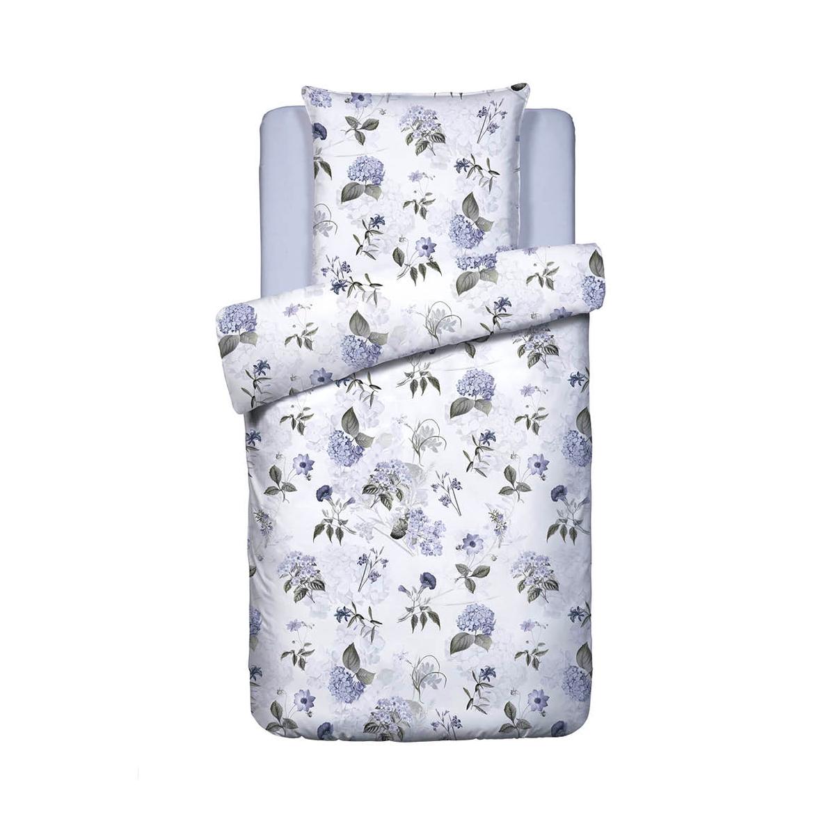 Duvet cover + pillowcase(s) cotton satin – Fleurs Passion white – 135 x 200 cm + 80 x 80 cm
