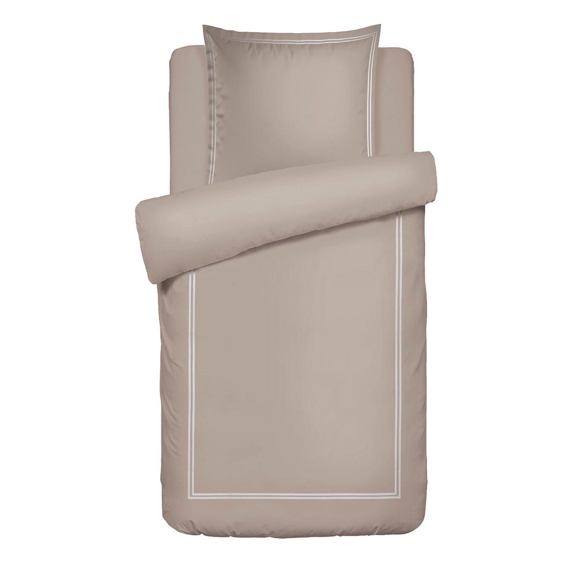 Duvet cover + pillowcase(s) cotton satin – Paris White / Taupe – 140 x 200 cm + 63 x 63 cm