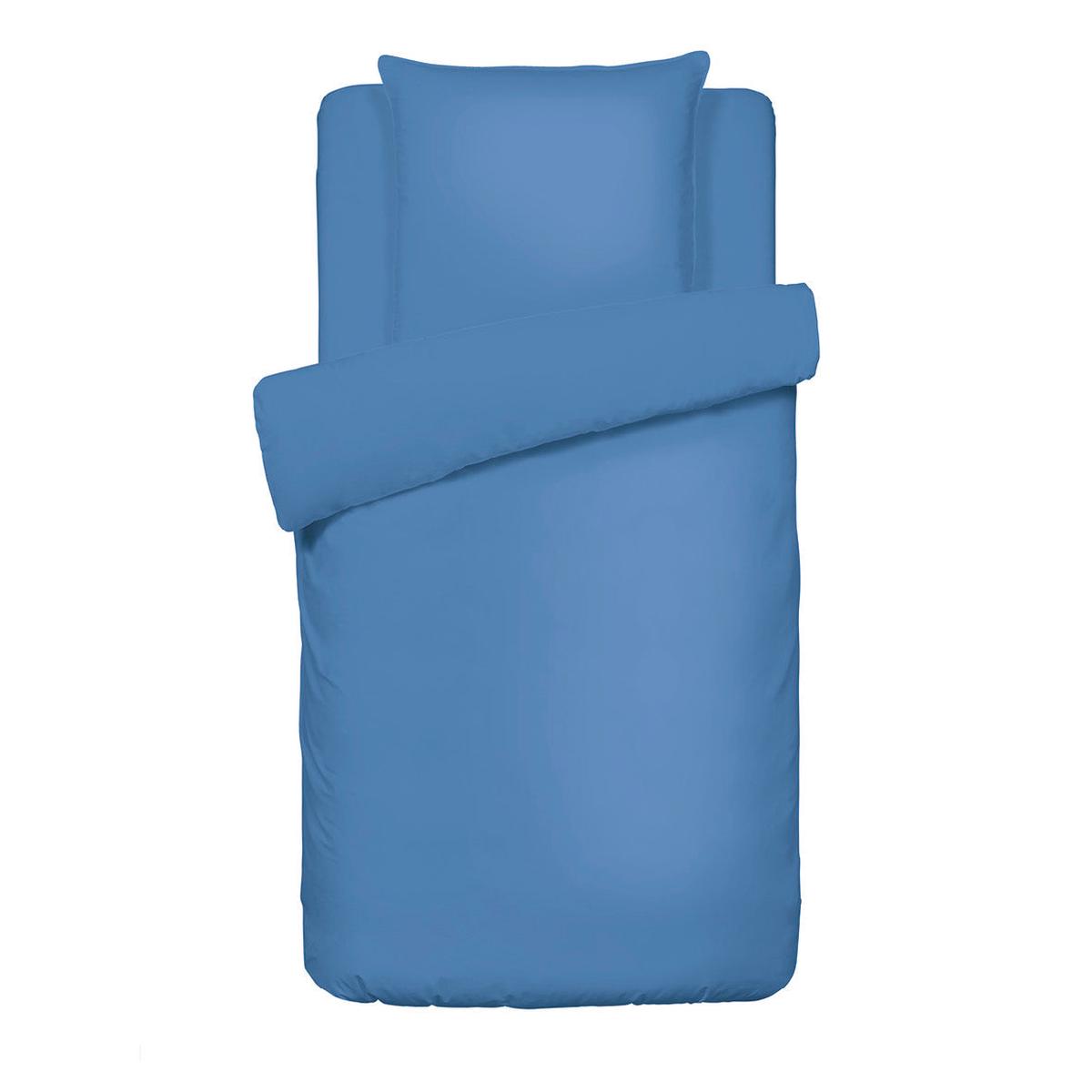Duvet cover + pillowcase(s) cotton satin – Uni Blue – 140 x 200 cm + 63 x 63 cm