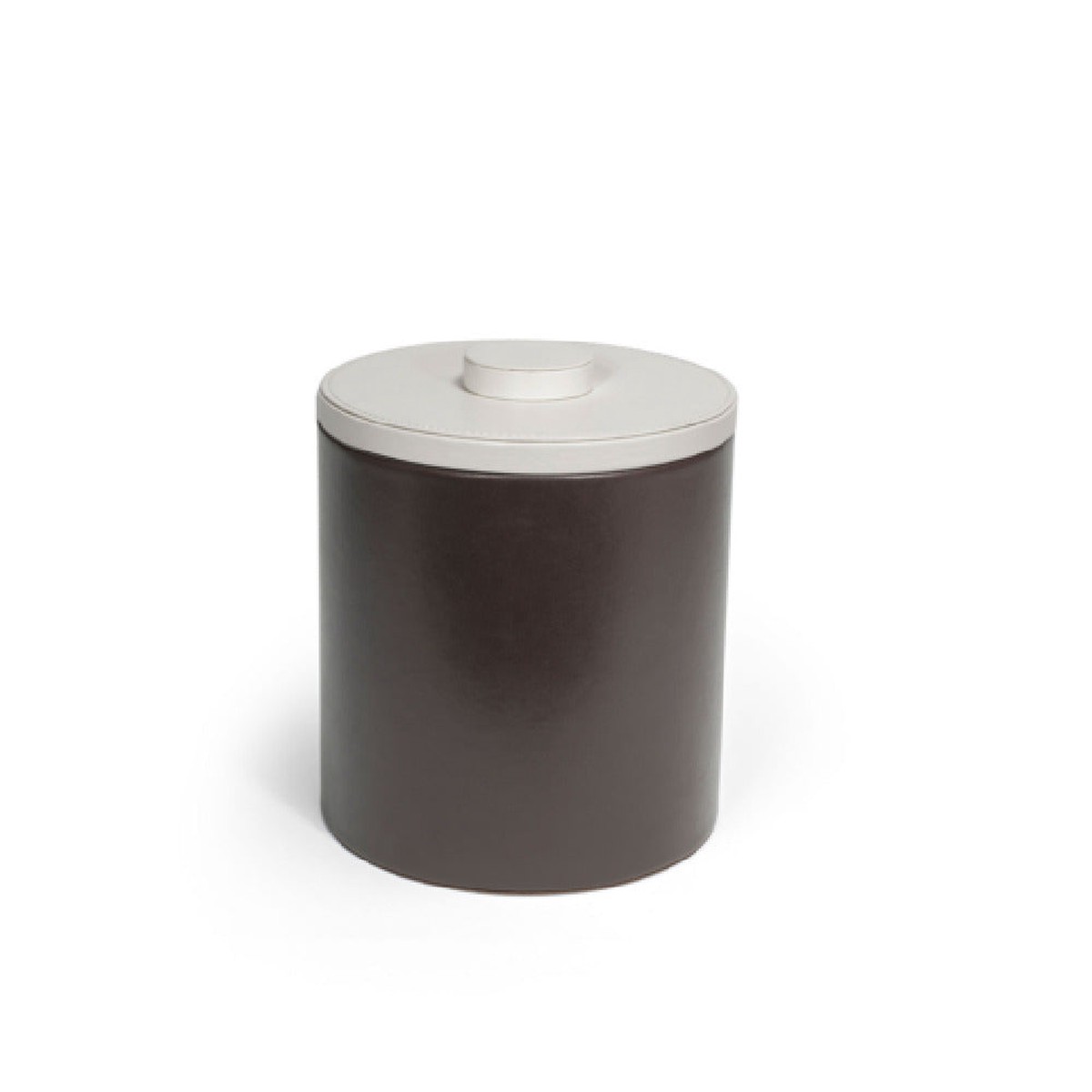 FOH RIB046BRL21 3.5qt Round London Ice Bucket Brown With White Lid Includes One RIB017BRL21-BTM 3.5qt Round London Ice Bucket Base Brown
