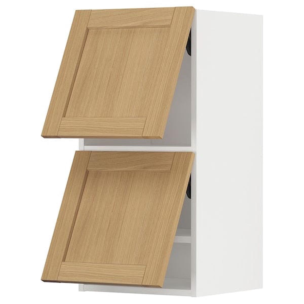METOD wall cabinet horizontal w 2 doors, white/Forsbacka oak, 40×80 cm
