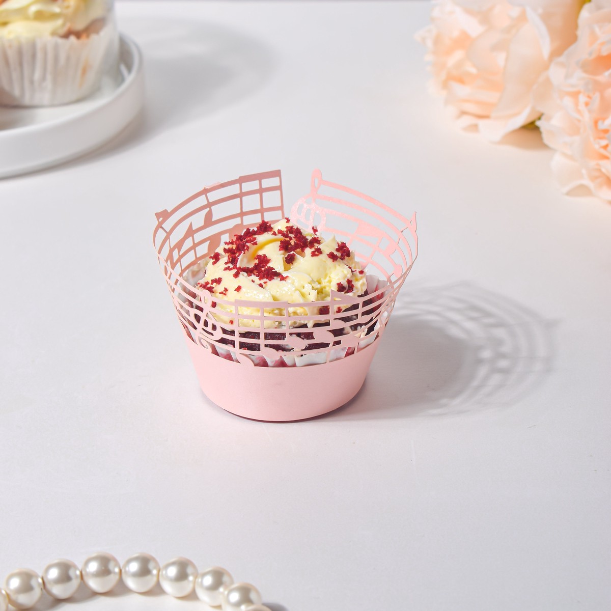 Pink Musical Notes Lace Cupcake Wrapper Set of 20