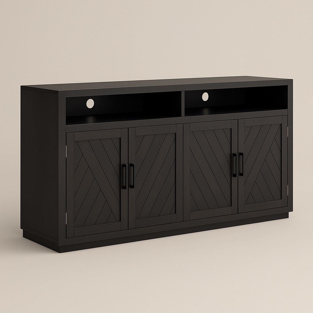 Runesay Gray Brown MDF Kitchen Cabinet Sideboard – 60 in. W x 15.7 in. D x 33.36 in. H