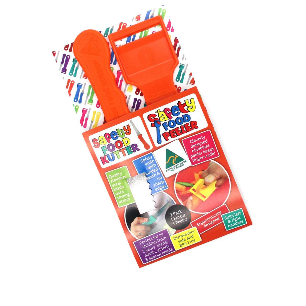 Safety Food Kutter and Safety Food Peeler Twin Pack Orange