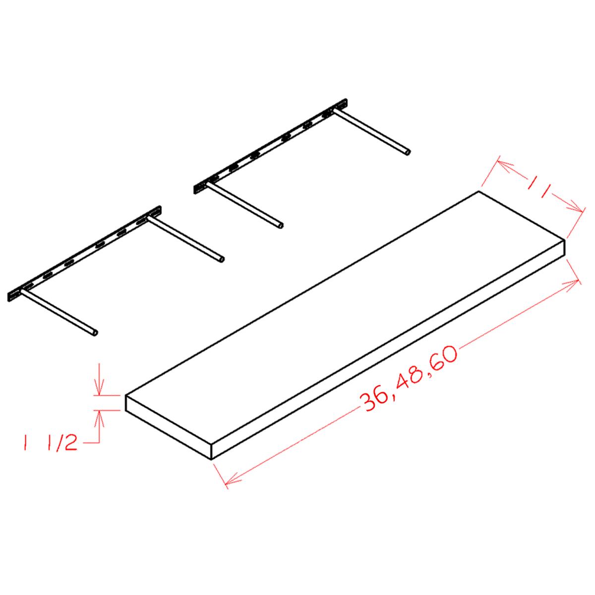 Shaker White 60″ Floating Shelf Pre-Assembled