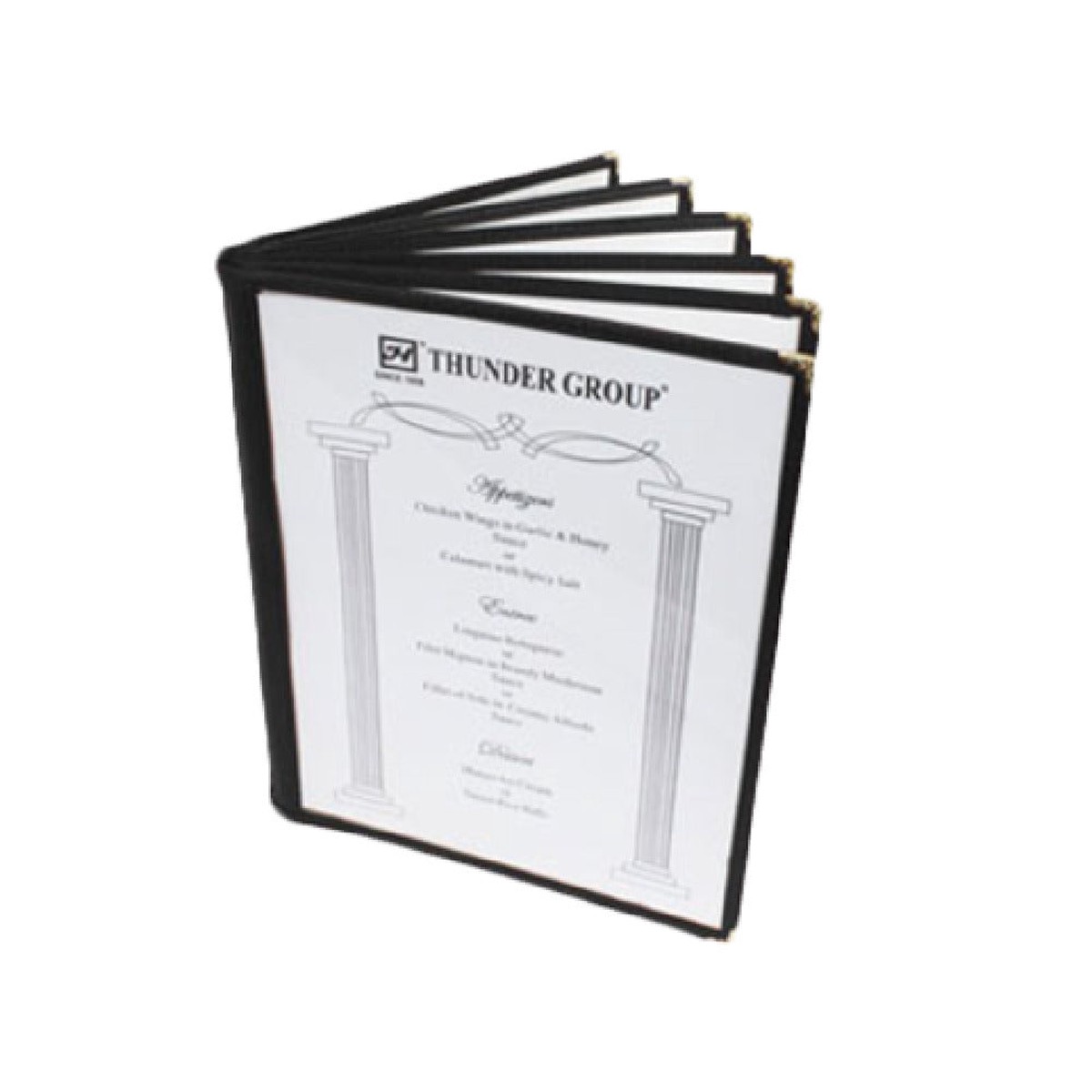 Thunder Group PLMENU-6BL 8-1/2 Inch Menu Cover 6-page Book Fold Plastic Black