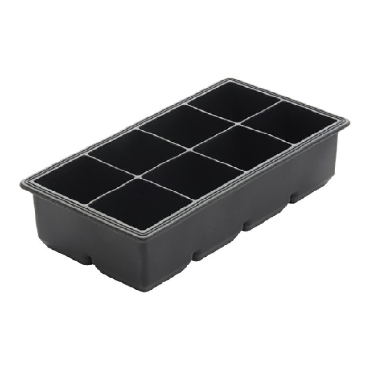 Winco ICCT-8R 8 Inch Ice Cube Tray Silicone Black with 8 2 Inch Square Compartments
