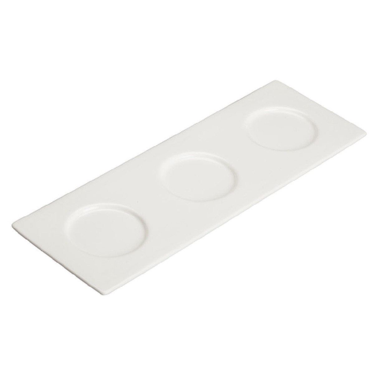 Winco WDP021-109 13-3/4 Inch Rectangular Tray Porcelain with Three Compartment