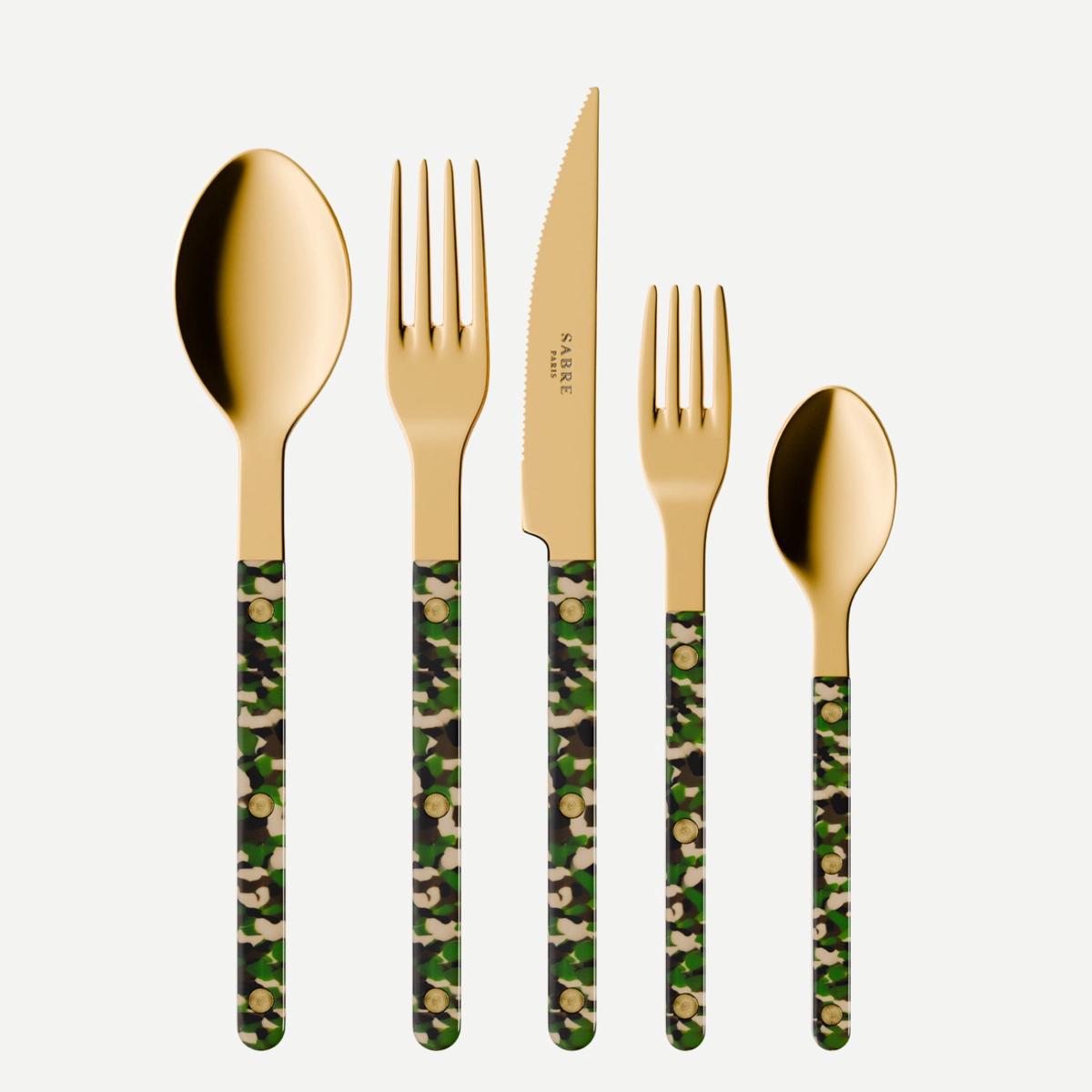Bistrot Gold color Camouflage, Camouflage – 5 pieces cutlery set