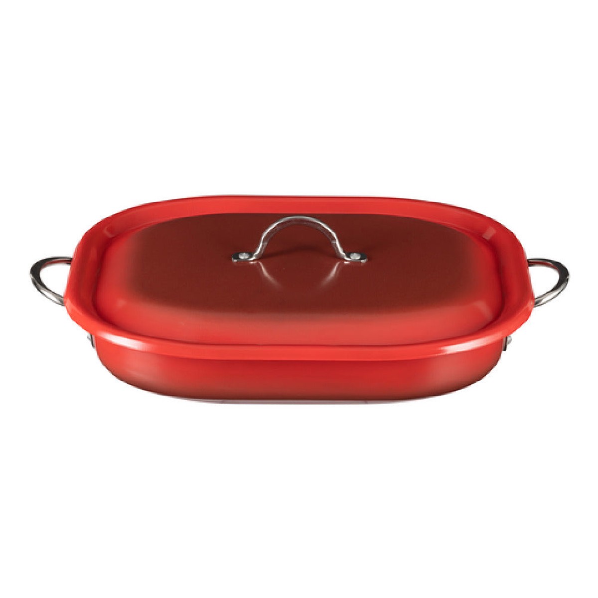 Bon Chef 73023-OM-CR 5 Quart Oblong Roasting Pan with Lid Stainless Steel Crimson Red