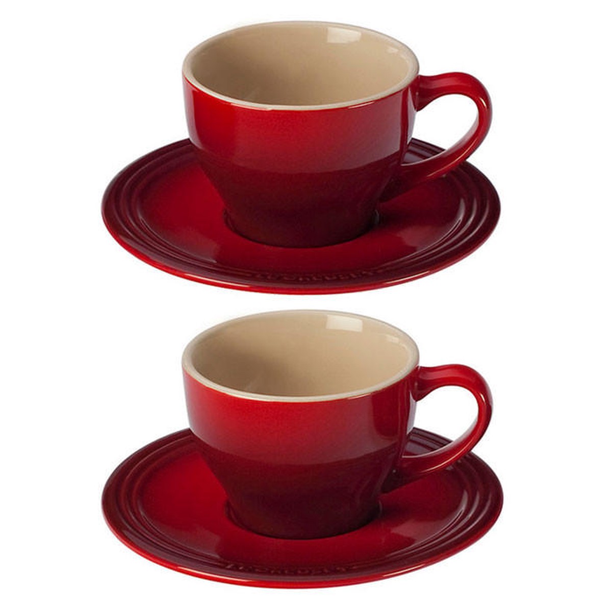 Cerise Cappuccino Cups & Saucers, Set of 2