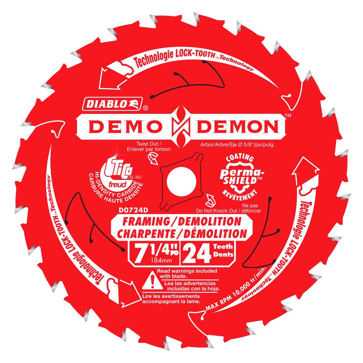 Diablo Demo Demon Framing & Demolition Circular Saw Blade for Wood 7-1/4″ 24 Teeth
