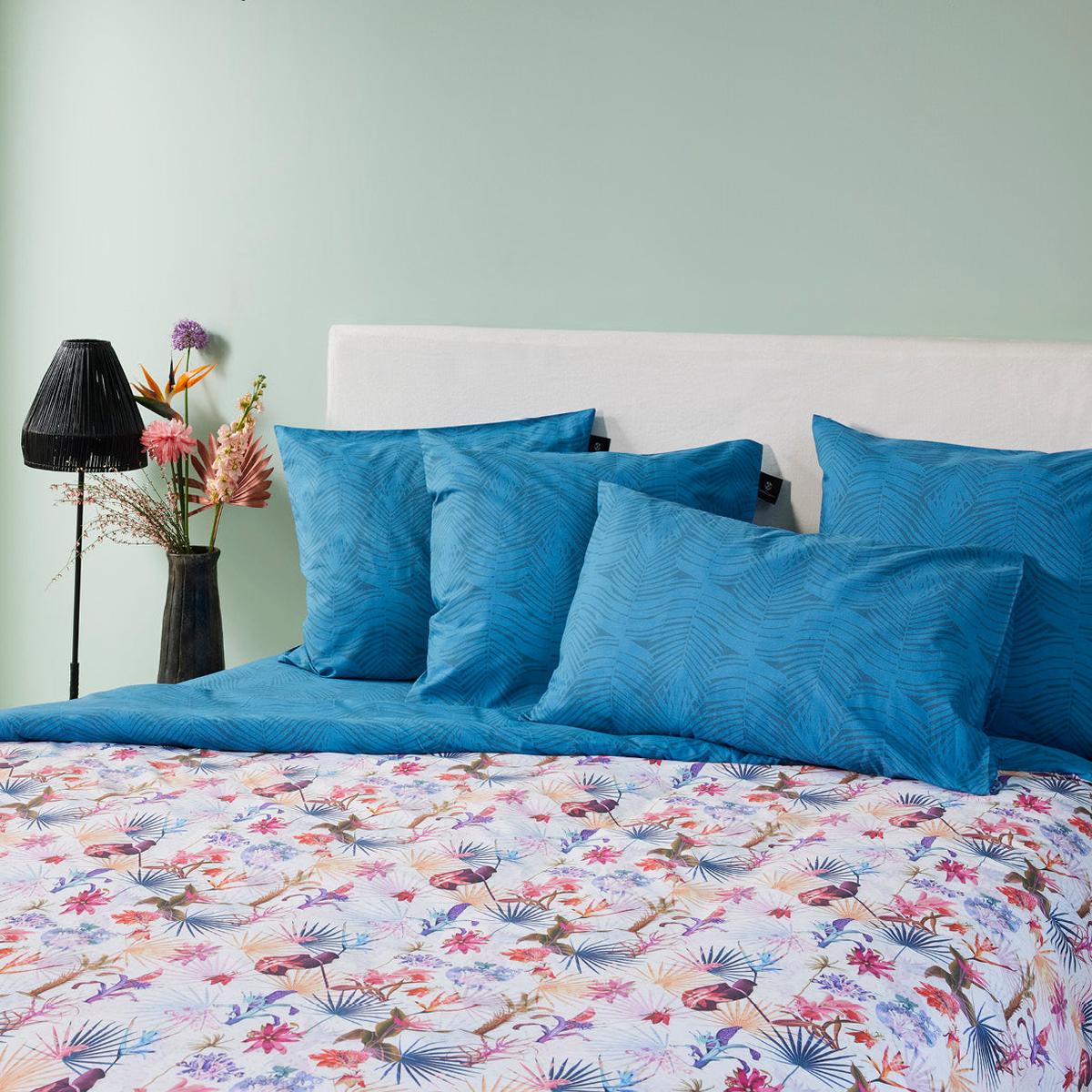 Duvet cover + pillowcase(s) cotton satin – Multico petrol Paradiso