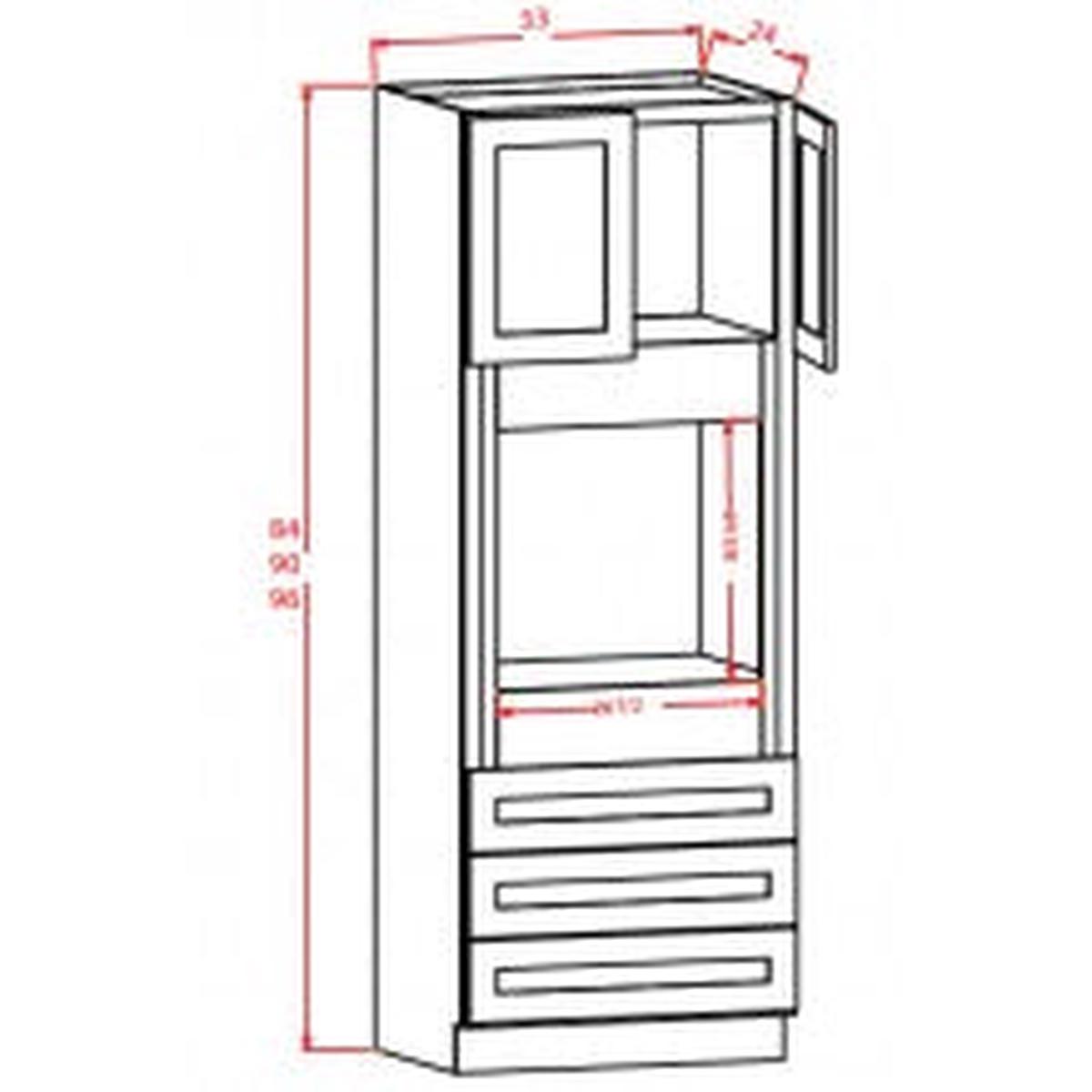 English White 33″ W x 84″ H Universal Oven Cabinet