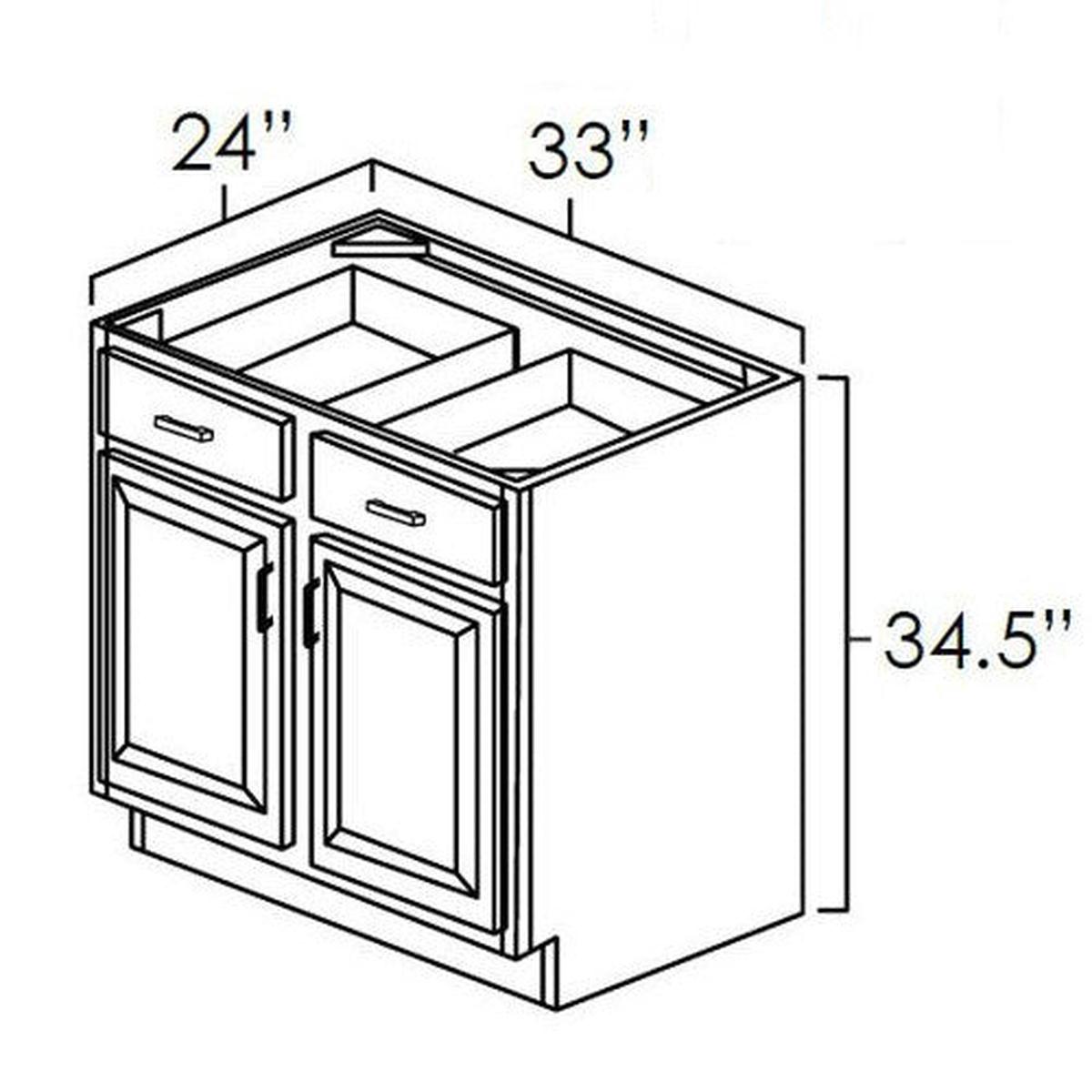 Knotty Hickory Shaker 33″ Base Cabinet