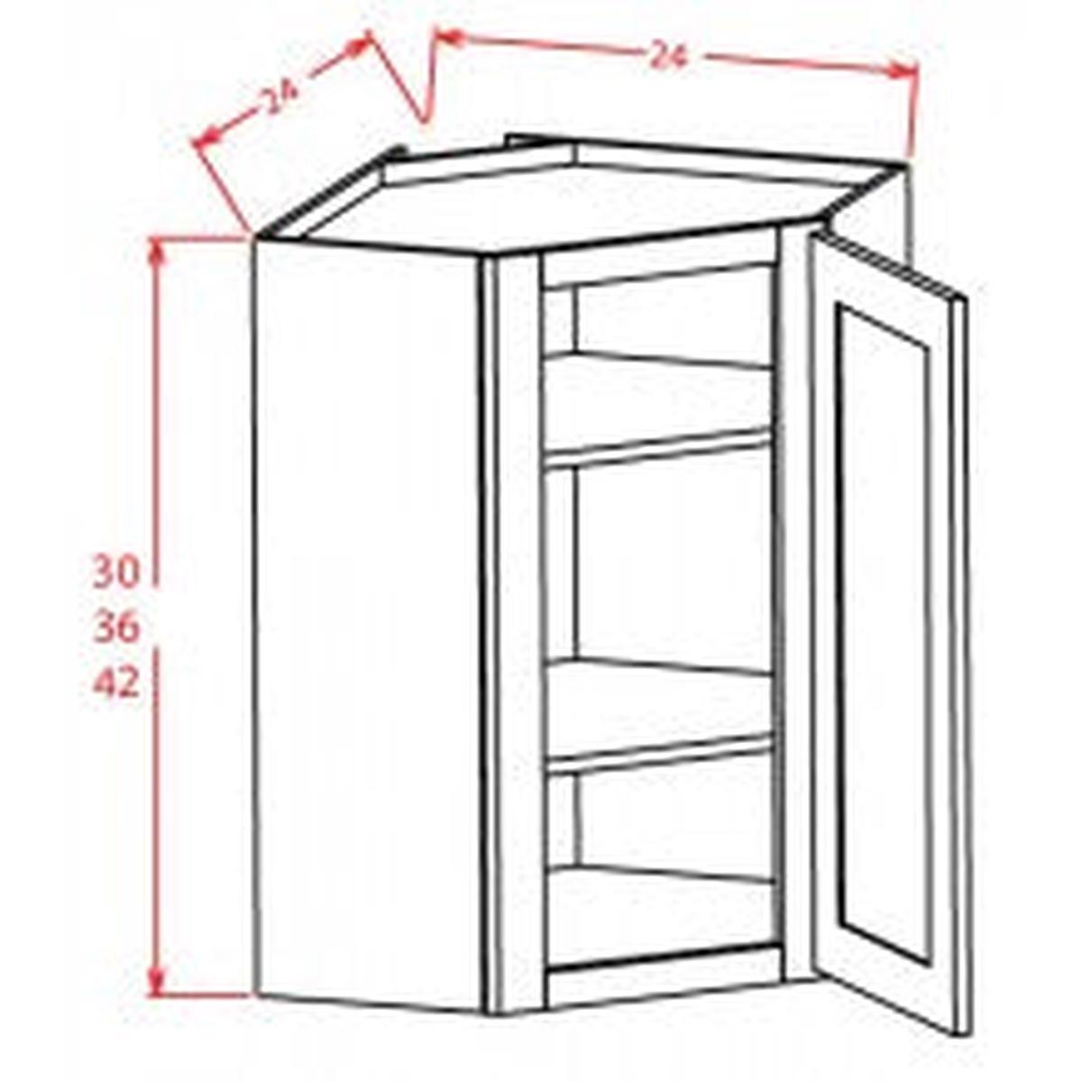 Rigby Mist Shaker 24″W x 42″ Wall Diagonal Glass Door Corner Cabinet Pre-Assembled