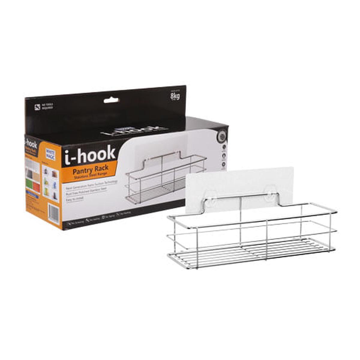 White Magic – I-Hook Pantry Rack – Nano Suction Tech – Holds Up To 8kg – Stainless Steel Range