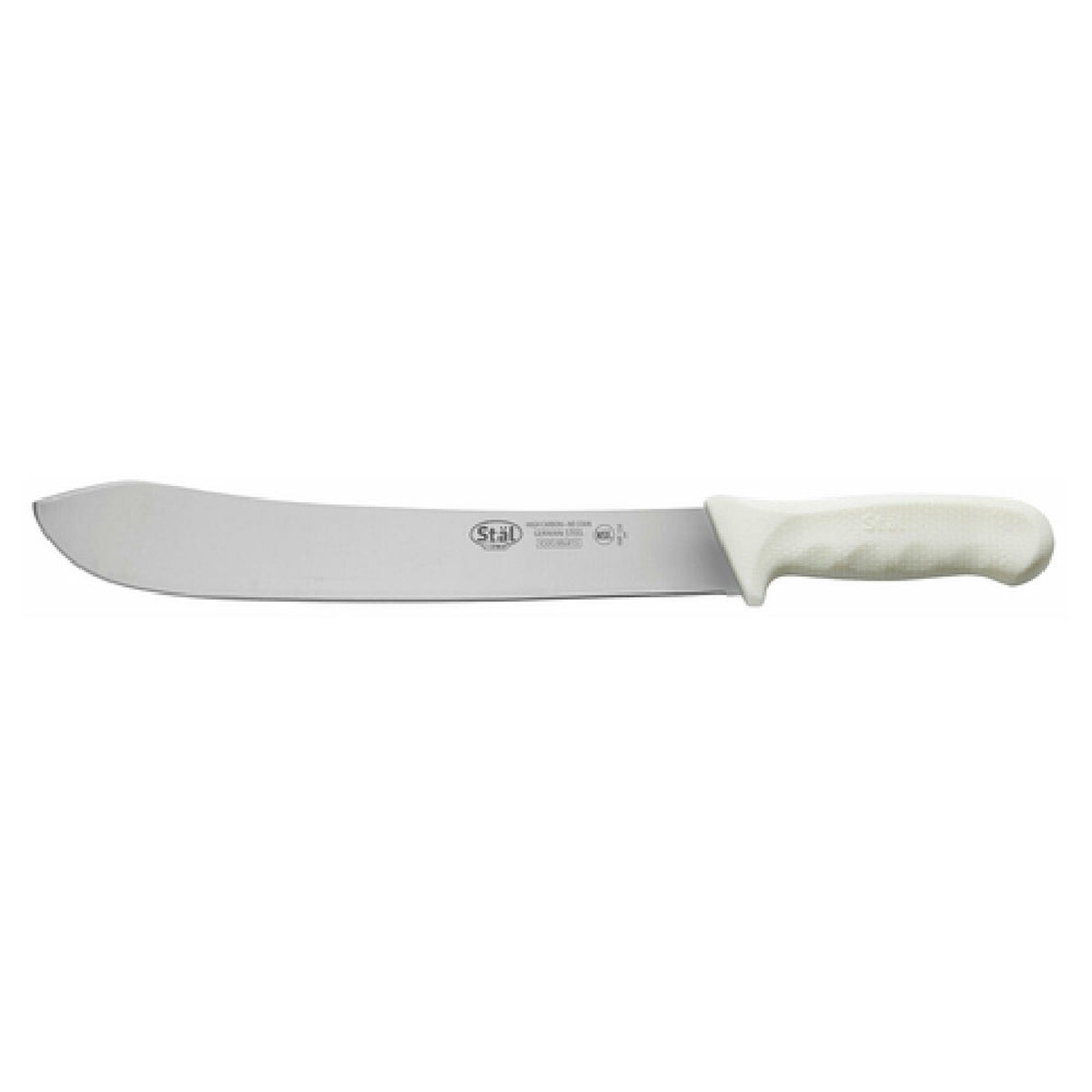 Winco KWP-124 12 Inch Blade Butcher Knife Stamped High Carbon No-Stain Steel White Handle