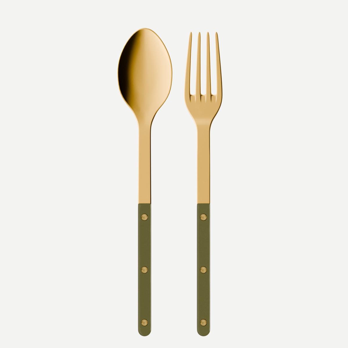 Bistrot Gold color Solid, Green fern – Serving set