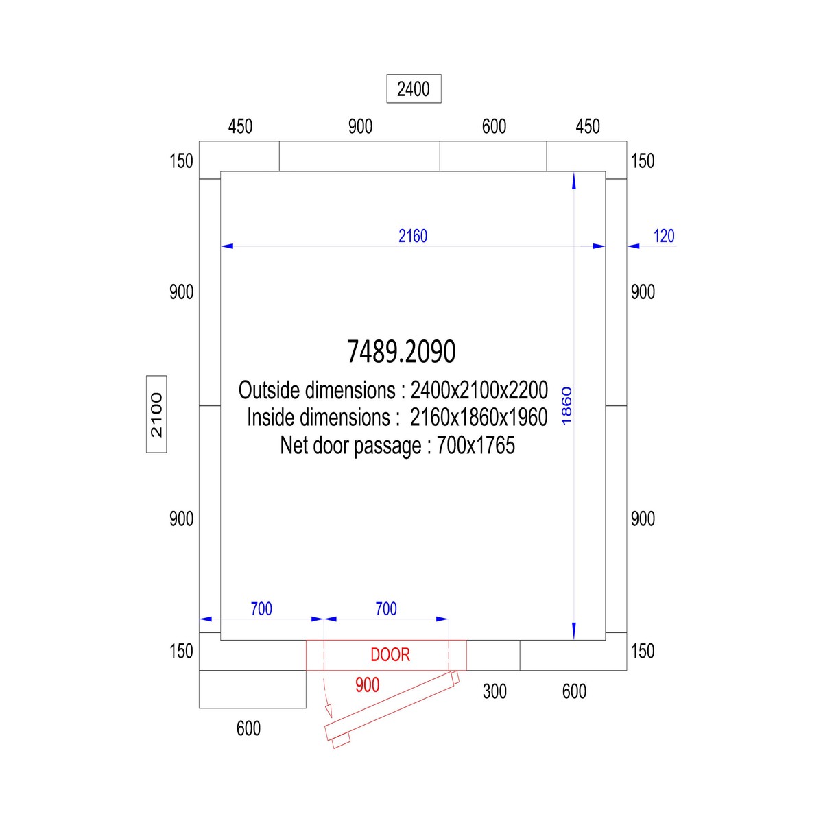 COLD AND FREEZER ROOM 2400x2100x2200 – 120 MM