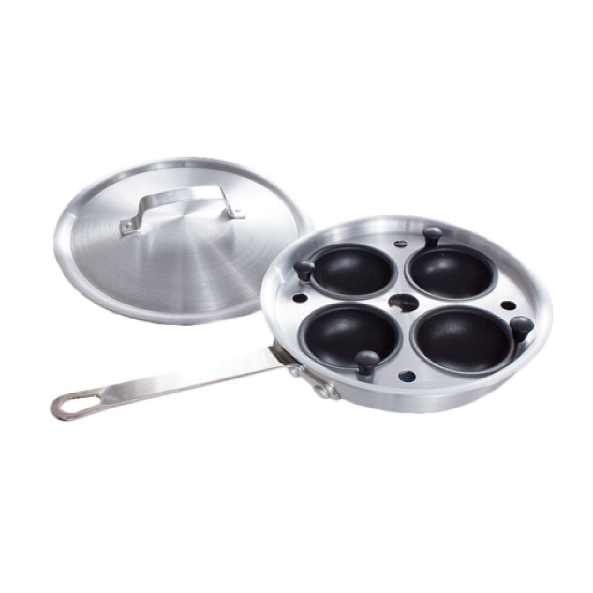 Crestware POA Egg Poacher 8-1/2 Inch Fry Pan with Teflon Coated Cups and Dome Cover