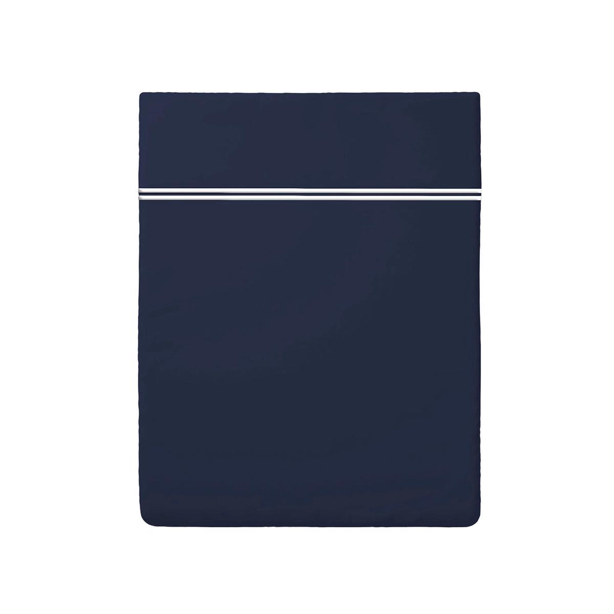Flat sheet cotton satin – Nice White / Dark blue
