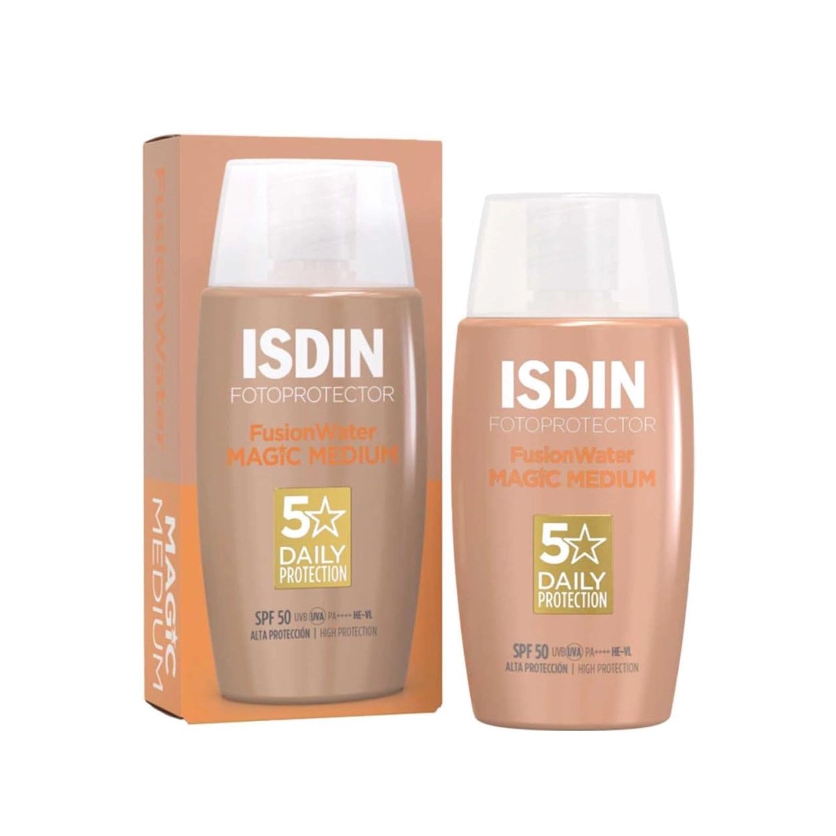 ISDIN Fotoprotector Fusion Water Magic Medium SPF50 PA++++ Tinted Daily Facial Sunscreen 50ml