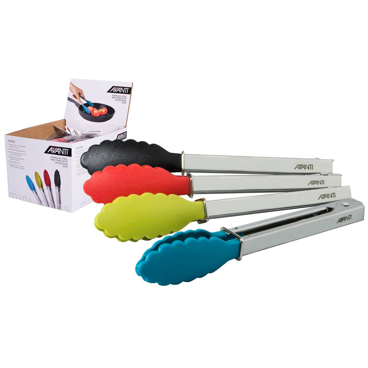 Mini Tongs with Nylon Head Stainless Steel – 18cm