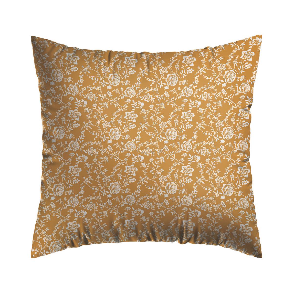 Pillowcase percale cotton flowers – Yellow – 80 x 80 cm