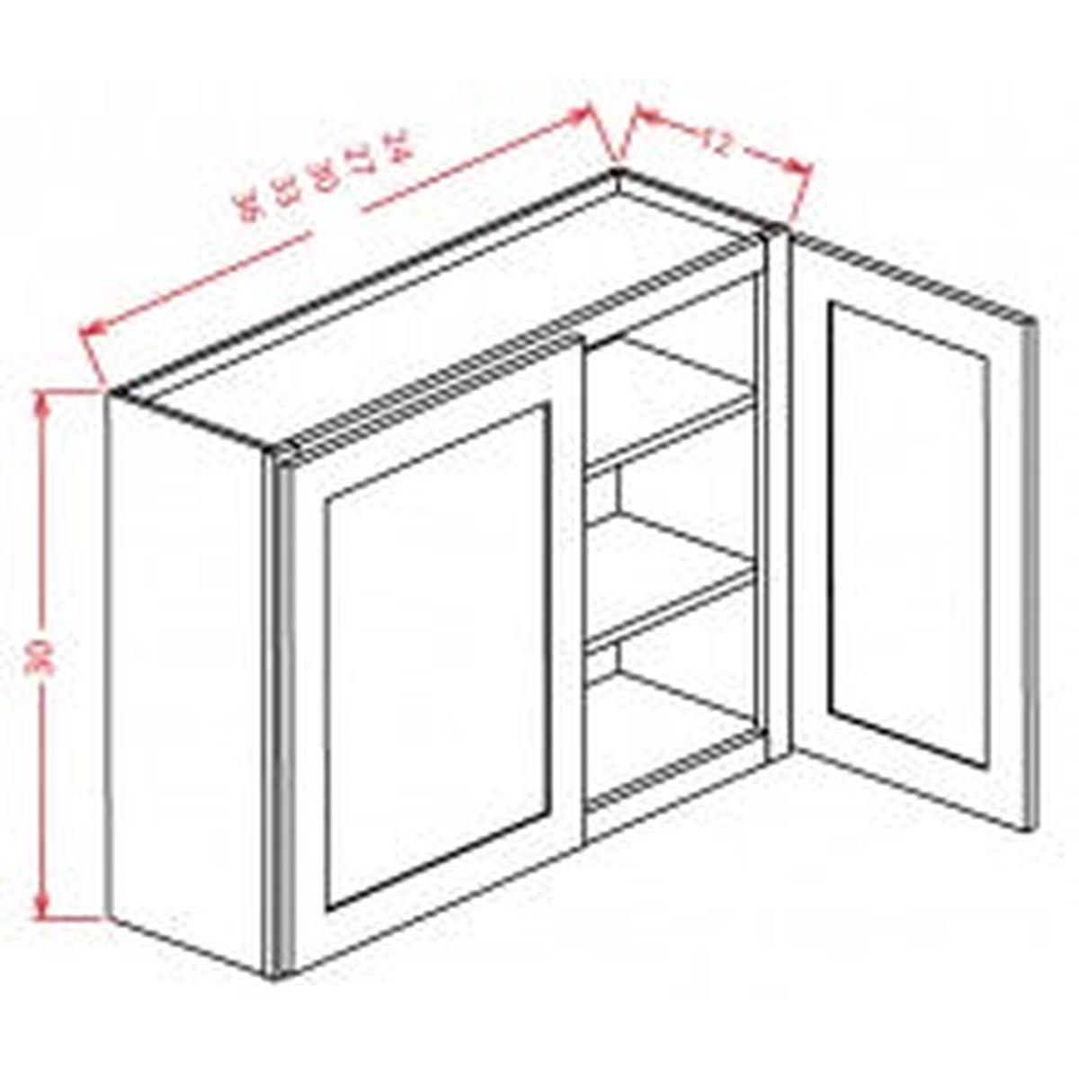 Rigby White 30″W x 42″H Wall Glass Door Cabinet Pre-Assembled