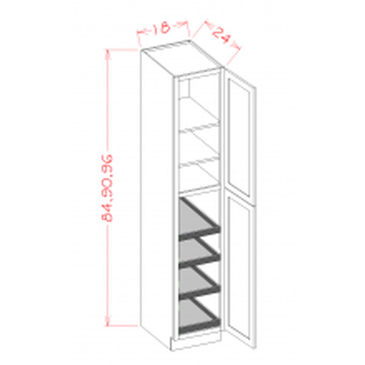 Shaker Antique White 18″ W x 90″ H Utility Cabinet w/ 4 Rollout Trays