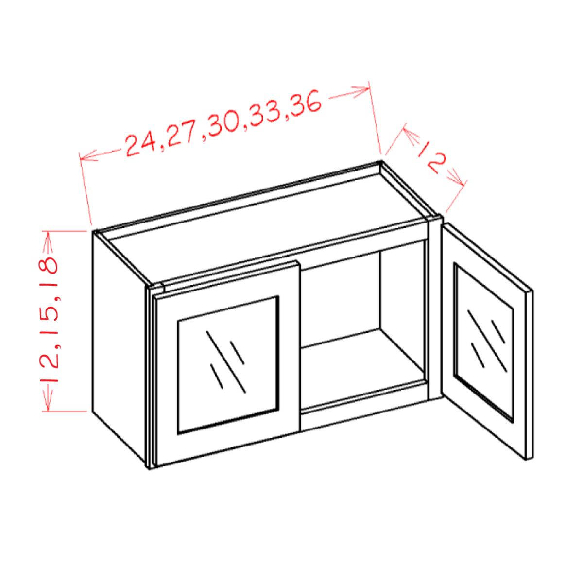 Shaker Black 27″ W x 18″ H Stacker Wall Glass Door Cabinet with Finished Interior Pre-Assembled – Glass not Included
