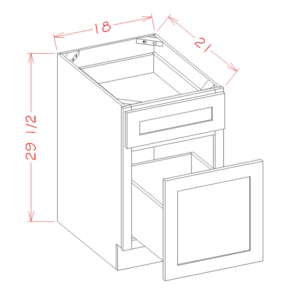 Shaker Cinder 18″ W x 21″ D x 29-1/2″ H Two Drawer File Base Cabinet Pre-Assembled