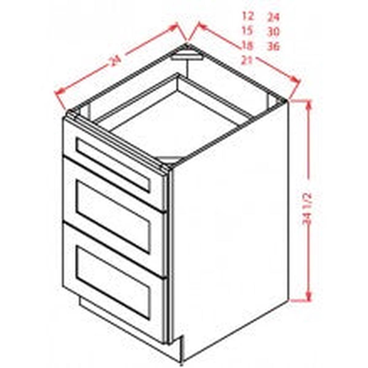Shaker Honeycomb 15″ 3-Drawer Base Cabinet