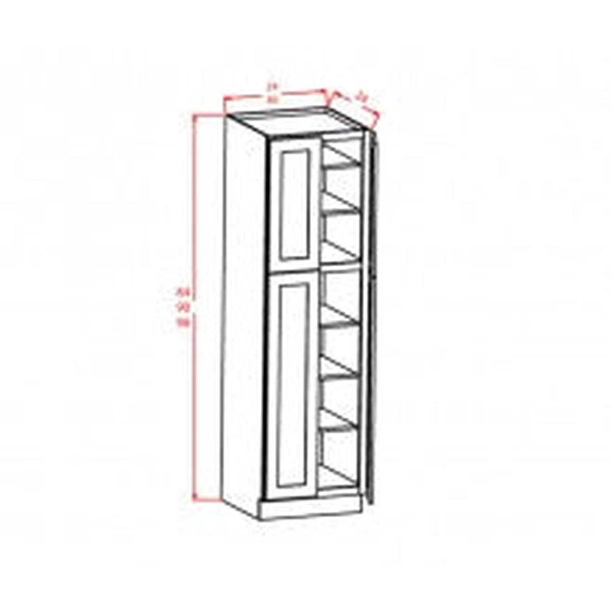 Slim Shaker White 30″ W x 96″ H Wall Pantry Pre-Assembled