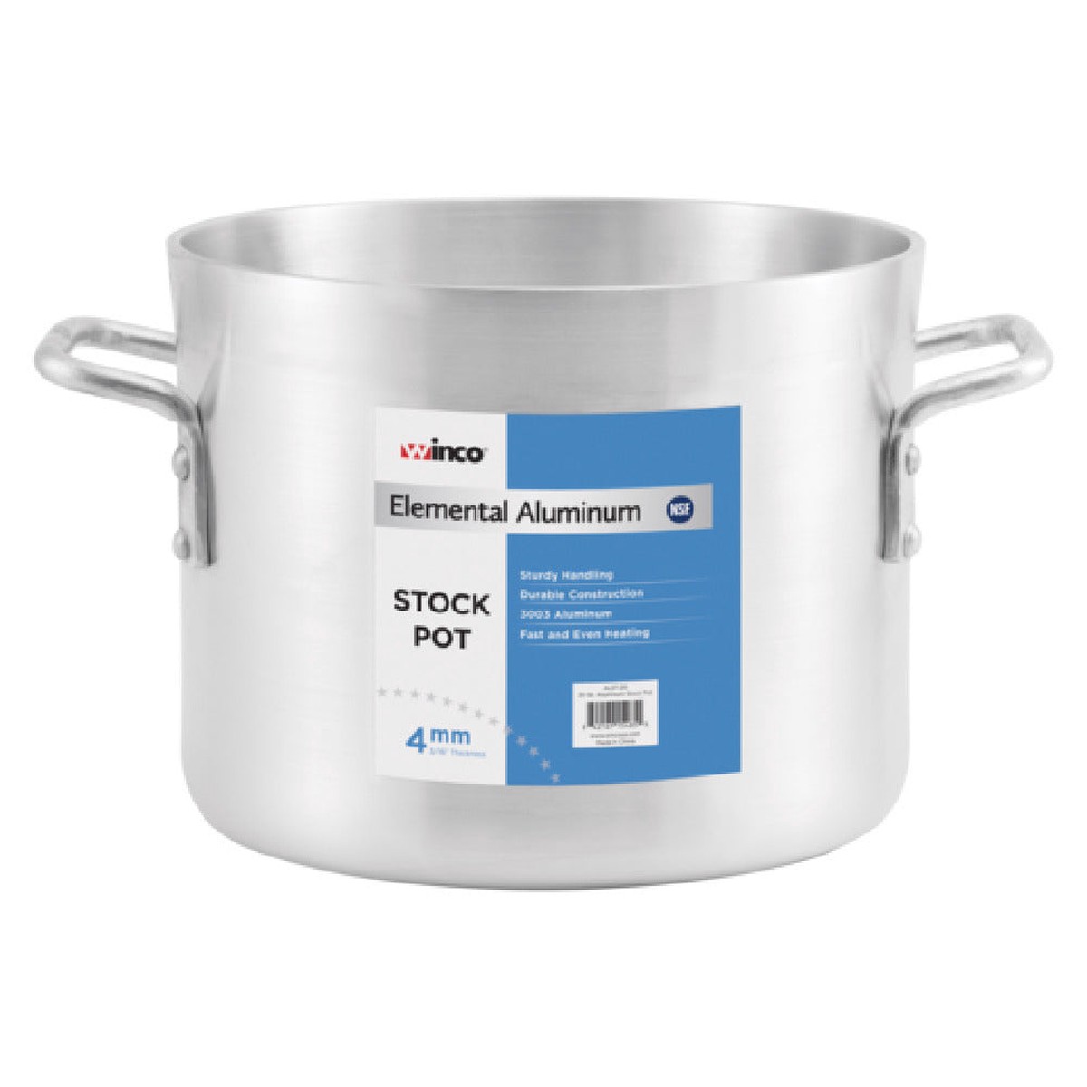 Winco ALST-20 20 Quart Elemental Stock Pot 12-1/8 Inch Aluminum NSF