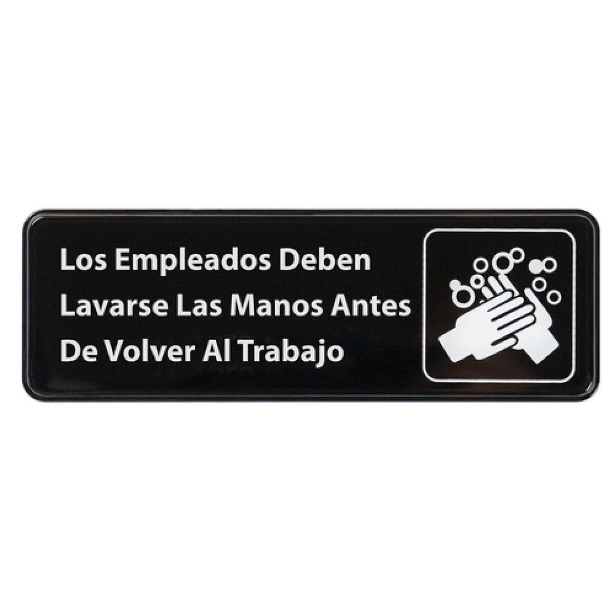 Winco SGN-360 9 Inch Hand Washing Sign with Symbol Plastic Black