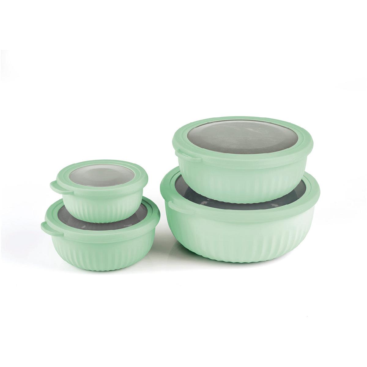 4 Plastic bowls food keeper in PP – Low – Green