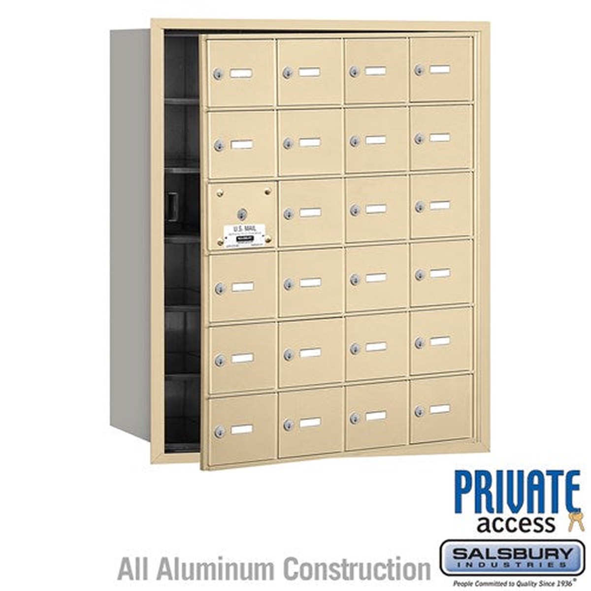 4B+ Horizontal Mailbox with 24 Doors – Sandstone – Front Loading – Private Access
