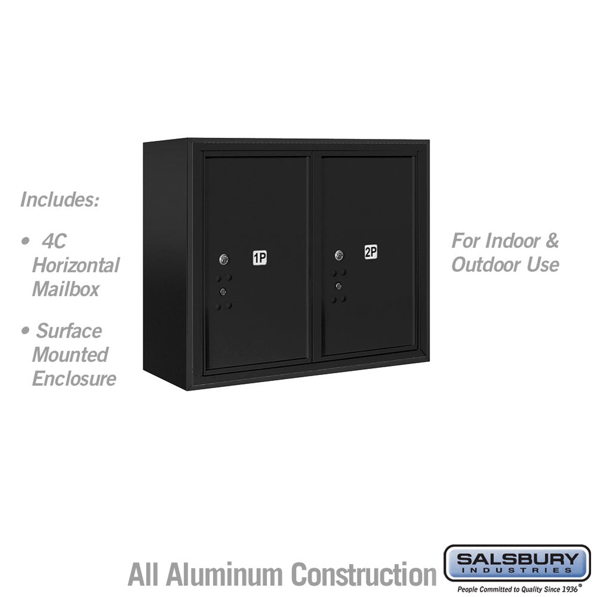 6-Door Surface Mounted Parcel Locker with 2 Parcel Lockers, Black, USPS Access