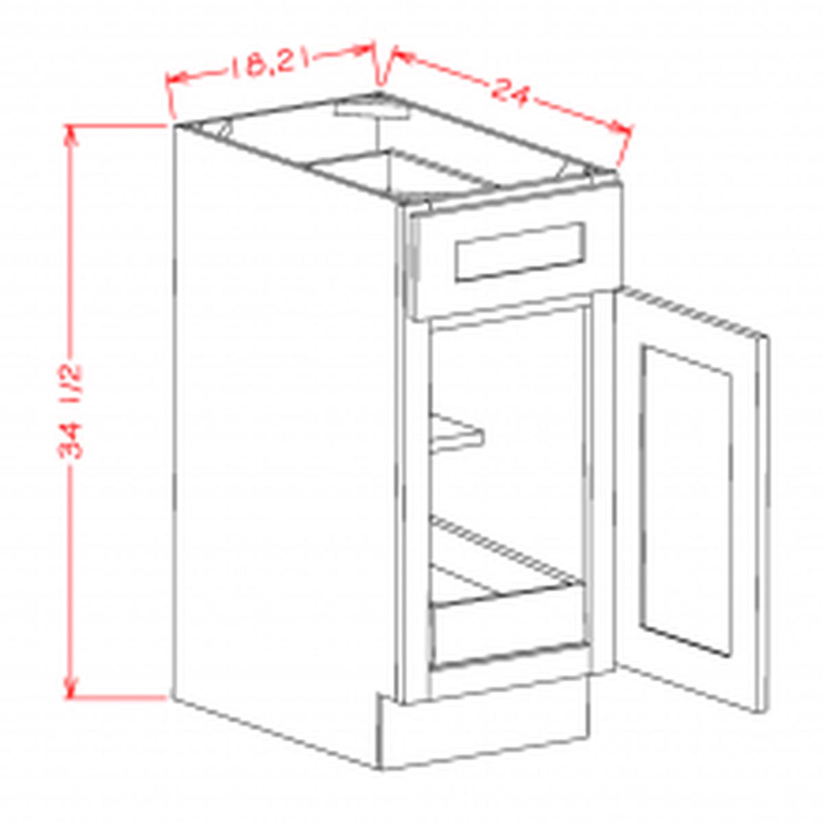 Casselberry Antique White 18″ Base Cabinet w/ 1 Rollout Shelf