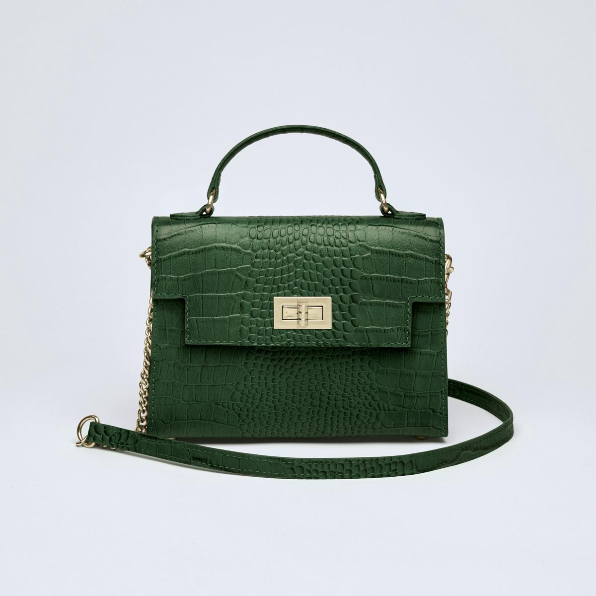 Croco leather handbag Monceau – Dark green