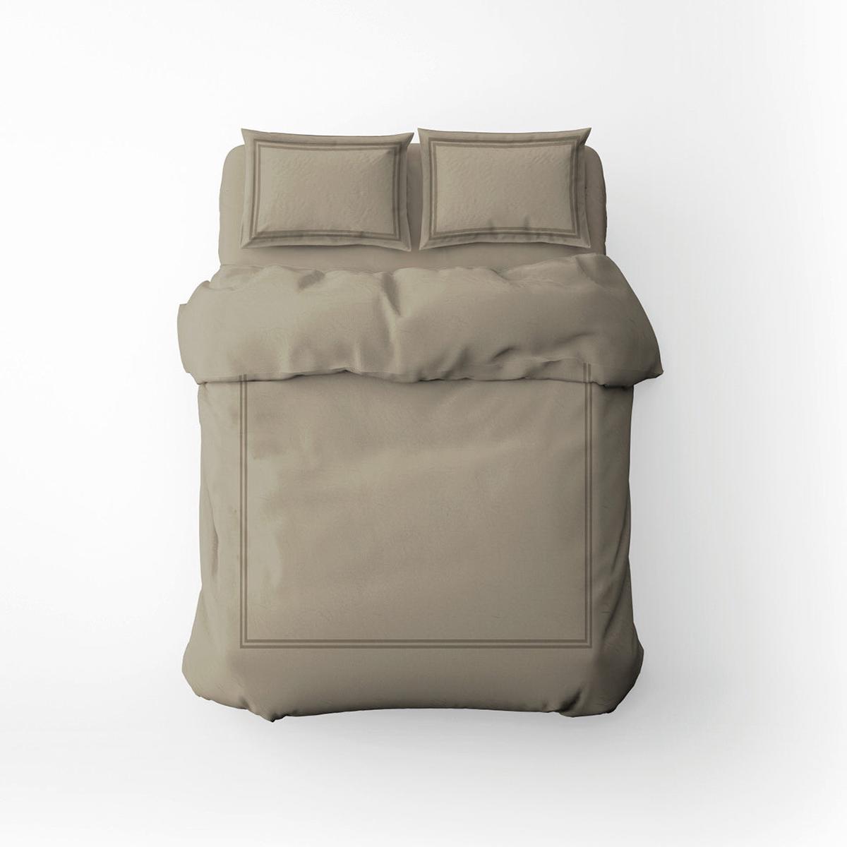 Duvet cover + pillowcase cotton satin – Annecy Taupe / Taupe