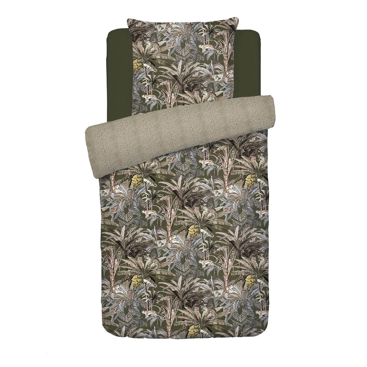 Duvet cover + pillowcase(s) cotton satin – Sauvage Green – 135 x 200 cm + 80 x 80 cm