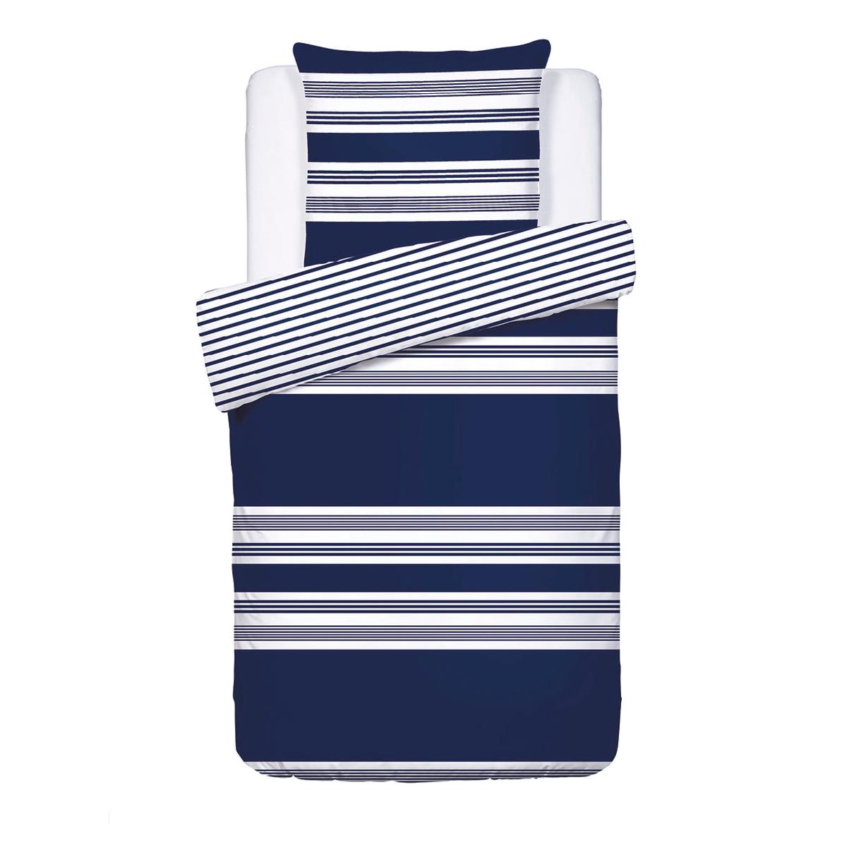 Duvet cover + pillowcase(s) cotton satin – Sylvestre Blue – 140 x 200 cm + 63 x 63 cm