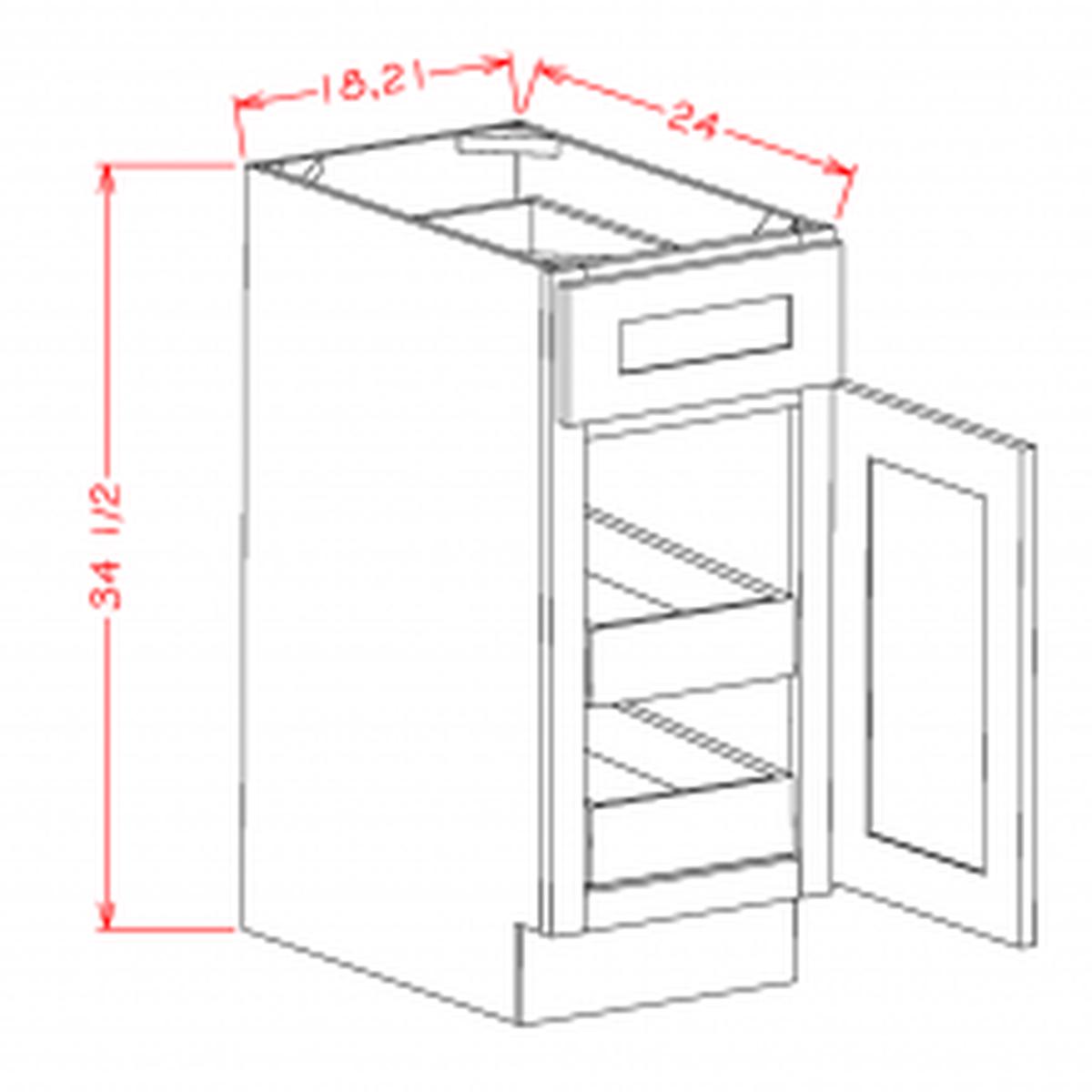 English White 21″ Base Cabinet w/ 2 Rollout Shelves Pre-Assembled
